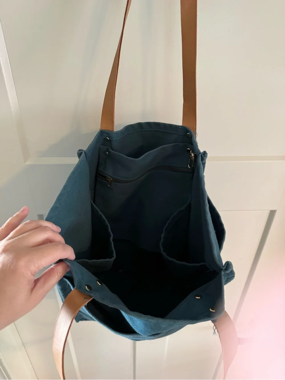 FEED Project Market Tote Bag with Brown Leather Straps